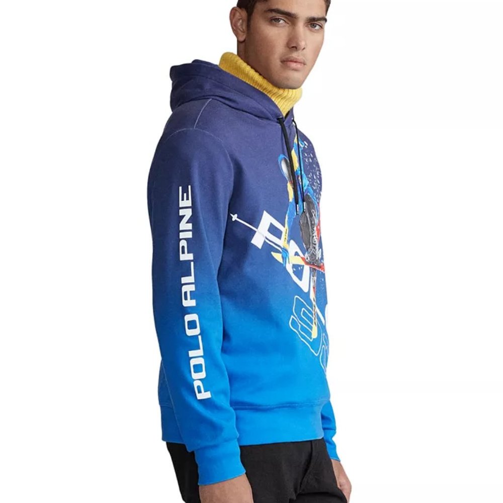 Polo Ralph Lauren Alpine Skier Skiing Team Hoodie Blue Large Racing PRL1 Down - Picture 4 of 12